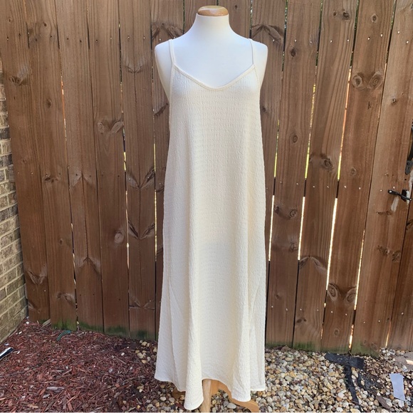 Boohoo Womens Trapeze Textured Midaxi Smock Dress | US 10 , UK 14 | Stone NEW!! - Picture 2 of 15